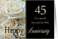 45th Anniversary, Son & Wife - Pale pink roses card