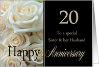 20th Anniversary, Sister & Husband - Pale pink roses card