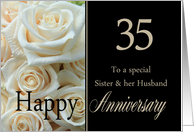 35th Anniversary, Sister & Husband - Pale pink roses card