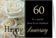 60th Anniversary, Sister & Husband - Pale pink roses card