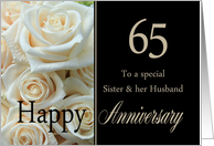 65th Anniversary, Sister & Husband - Pale pink roses card
