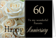 60th Anniversary, Parents - Pale pink roses card
