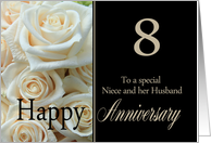 8th Anniversary, Niece & Husband - Pale pink roses card