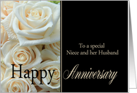 Anniversary, Niece & Husband - Pale pink roses card