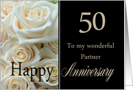 50th Anniversary card for Partner - Pale pink roses card