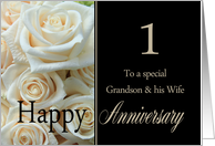 Grandson & Wife 1st Anniversary Pale Pink Roses card