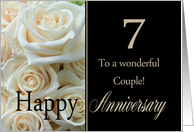7th Anniversary card to a couple - Pale pink roses card