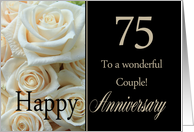 75th Anniversary card to a couple - Pale pink roses card