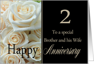 2nd Anniversary card to Brother & Wife - Pale pink roses card