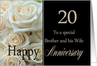20th Anniversary card to Brother & Wife - Pale pink roses card