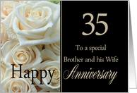 35th Anniversary card to Brother & Wife - Pale pink roses card