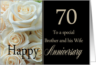 70th Anniversary card to Brother & Wife - Pale pink roses card