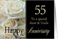 55th Anniversary card to Aunt & Uncle - Pale pink roses card