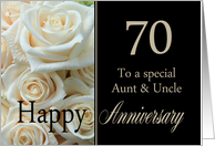 70th Anniversary card to Aunt & Uncle - Pale pink roses card