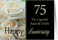 75th Anniversary card to Aunt & Uncle - Pale pink roses card
