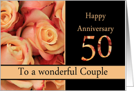 50th Anniversary to couple - multicolored pink roses card
