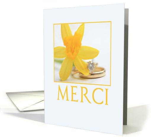 yellow daffodil french wedding thank you card (590894)