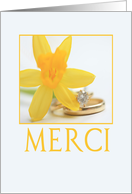 yellow daffodil french wedding thank you card