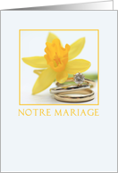yellow daffodil french wedding invitation card