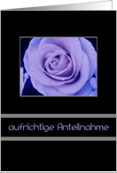 German Sympathy Purple Rose card