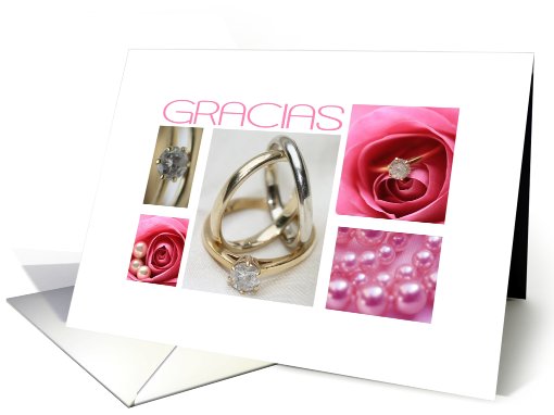 spanish wedding thank you card- pink wedding collage card (607827)