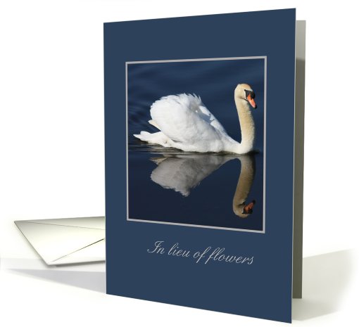 Floating swan in lieu of flowers card (612989)