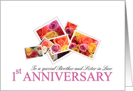 Brother and Sister in Law 1st Anniversary Mixed Rose Bouquet card