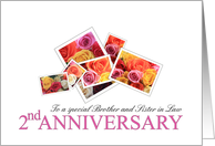 Brother and Sister in Law 2nd Anniversary Mixed Rose Bouquet card