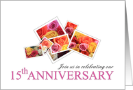 15th Anniversary Invitation Rose Bouquet Retro Instant Camera Style card