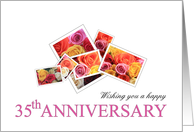 35th Anniversary Mixed Rose Bouquet Retro Instant Camera Style card