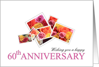60th Anniversary Mixed Rose Bouquet Retro Instant Camera Style card