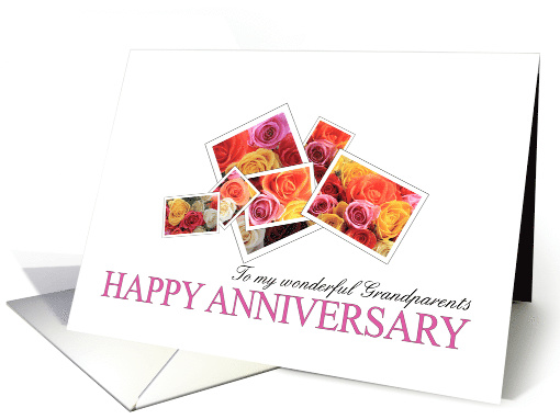 Grandparents Happy Anniversary Mixed Rose Bouquet card (632724)