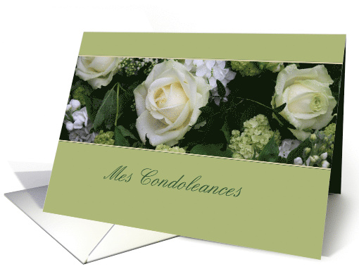 French Sympathy White Roses card (636545)