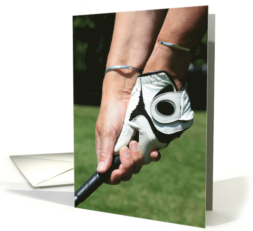 Woman with Golfglove holding Golfclub card (642032)