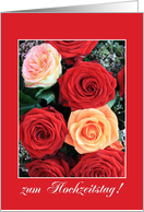 German wedding anniversary card, pink and red roses card