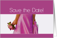 bride & bouquet, save the date card