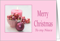 Niece Merry Christmas Pink Christmas Ornaments card