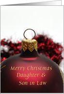 Merry Christmas Ornament card for daughter & son in law card