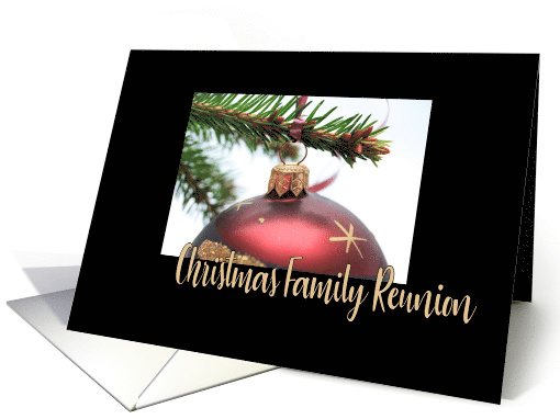 Christmas Family Reunion Invitation Red Christmas Bauble on Twig card