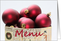 Menu Christmas Dinner Red Baubles in Bag card