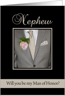 Nephew Will you be my man of honor request - grey suit card