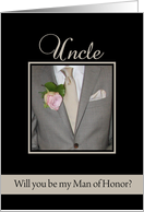 Uncle Will you be my man of honor request - grey suit card
