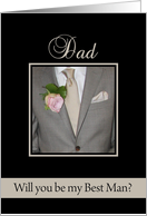 Dad Be my Best Man Grey Suit and Boutonnire card