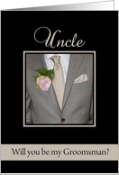 Uncle Be my Groomsman Grey Suit and Boutonnire card