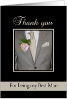 Thank You for being Best Man Grey Suit and Boutonnire card