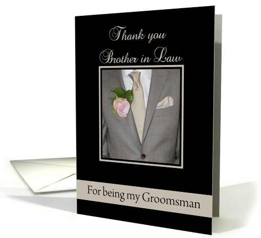 Brother in Law Thank You Groomsman Grey Suit and Boutonnire card