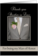 Brother in Law Thank You Man of Honor Grey Suit and Boutonnire card