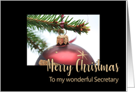Secretary Classic Red Christmas Bauble on Twig card