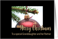 Granddaughter & Partner Classic Red Christmas Bauble on Twig card