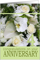 4th Wedding Anniversary White Mixed Bouquet card